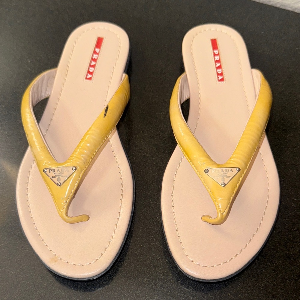 Prada Yellow Thong Sandals for Women